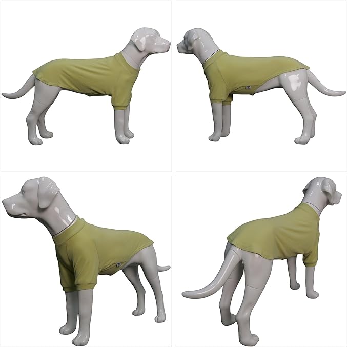 Lovelonglong Ribbed Dog T-Shirt Cotton Knitted Dog Sweaters for All Season Pet T-Shirts for Large Medium Small Dogs Chartreuse M