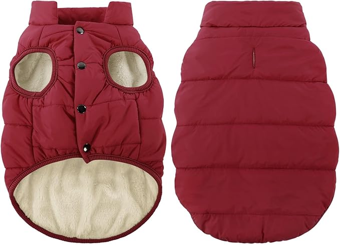 ASENKU Dog Winter Coat - Waterproof Windproof Dog Jacket, Warm Snowproof Doggie Puffer Vest for Cold Weather, Lightweight Snow Coats for Small Medium Large Dogs（XS, Red