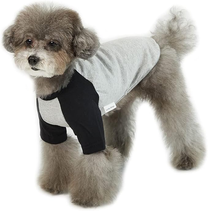 Dog Shirt for Small and Large Dogs Raglan Cotton T-Shirts Soft Breathable Dog Shirts pet Clothes Gray Series (Medium, Gray/Black)
