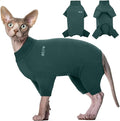 ROZKITCH Hairless Cat Clothes, Breathable Soft Jumpers for Cats Only, Coat with Four Legs, Warm Sweater T-Shirt Pajamas Jumpsuit Vest Cornish Rex Devon Rex Peterbald DarkGreen XL