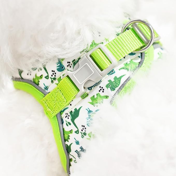 Step in Dog Harness and Leash Set, Flower Adjustable Easy Walk Puppy Harnesses, Soft Mesh Pet Vest Harness Small Size Dog Adjustable No Pull Dog Harness for Small Medium Dogs(Bee, S)