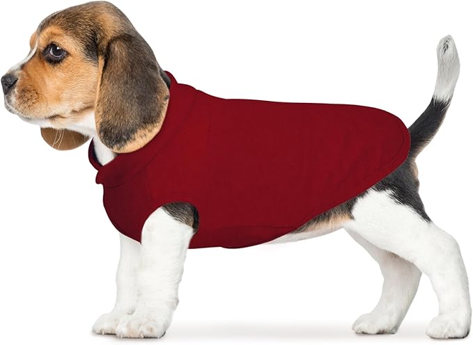 FUAMEY Dog Fleece Vest for Small Dogs,Warm Stretchy Dog Sweatshirts Pullover with Leash Hole Dogs Sweater Soft Pet Turtleneck Cozy Pet Vest Lightweight Sleeveless Red XXS