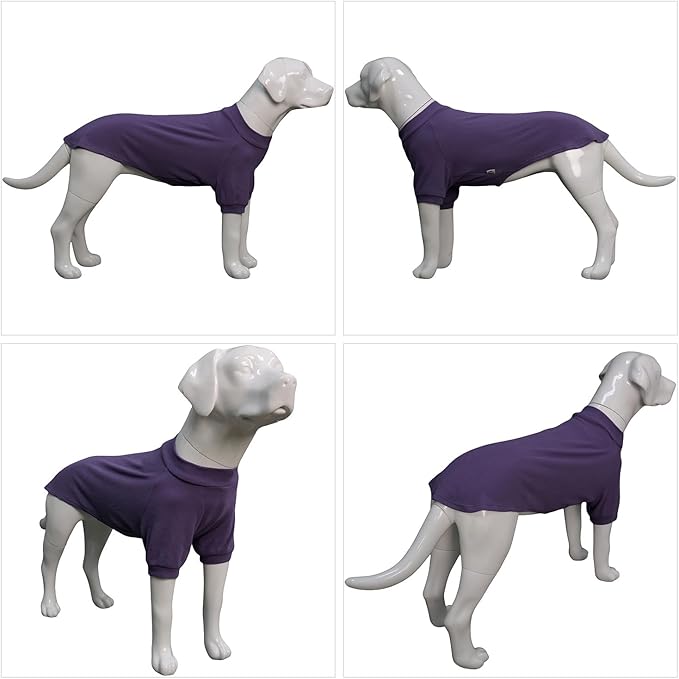 Lovelonglong Ribbed Dog T-Shirt Cotton Knitted Dog Sweaters for All Season Pet T-Shirts for Large Medium Small Dogs Purple XL
