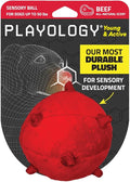 Playology Dog Toys | Puppy Toy Plush Sensory Ball for Dogs and Puppies for Dogs and Puppies | Medium Beef Scented Toy - Easy to Clean and Made from Non Toxic Materials