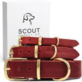 Classic Genuine Leather Dog Collar | Dog Collars for Medium Dogs, Small Dogs, Large Dogs & Extra Large Dog | Wide Dog Collar | Heavy Duty Dog Collar (Red, M: 0.8" Wide for 10.5"-13.5" Neck)