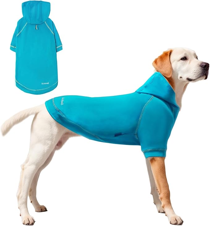 Basic Dog Hoodie Sweatshirts, Pet Clothes Hoodies Sweater with Hat and Leash Hole, Soft Cotton Outfit Coat for Small Medium Large Dogs, Royal Blue (Large)