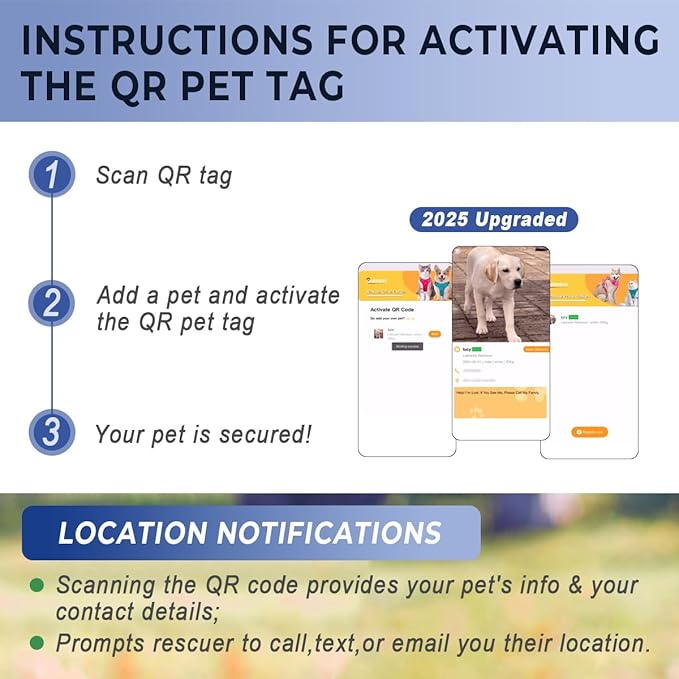 Dog Tags Personalized for Pets,Dog Name Tags QR Code,No Subscription Fees,Modifiable Pet Online Profile,Stainless Steel,No App Required,for Dogs and Cats Small,Medium,Large(Dog Bone,Small)
