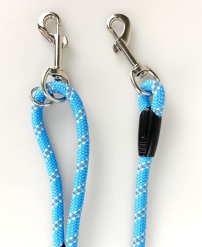 Long Rope Dog Leash for Dog Training 12FT 20FT 30FT 50FT, Reflective Threads Dog Cat Leashes Tie-Out Check Cord Recall Training Agility Lead for Large Medium Small Dogs (Blue, 10mm*30ft)