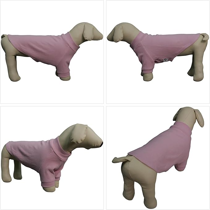 Lovelonglong Ribbed Dog T-Shirt Cotton Knitted Dog Sweaters for All Season Pet T-Shirts for Large Medium Small Dogs Light Pink S