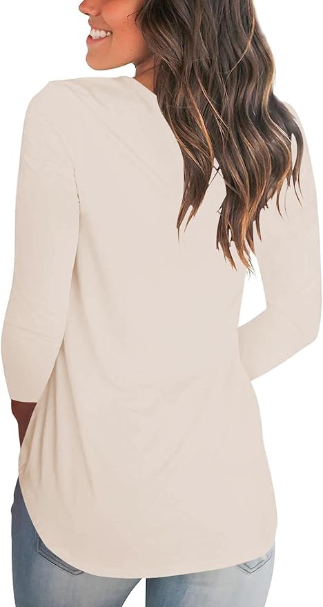 Tobrief Women's Long Sleeve V-Neck Shirts Fall Graphic Tees Loose Casual T-Shirt