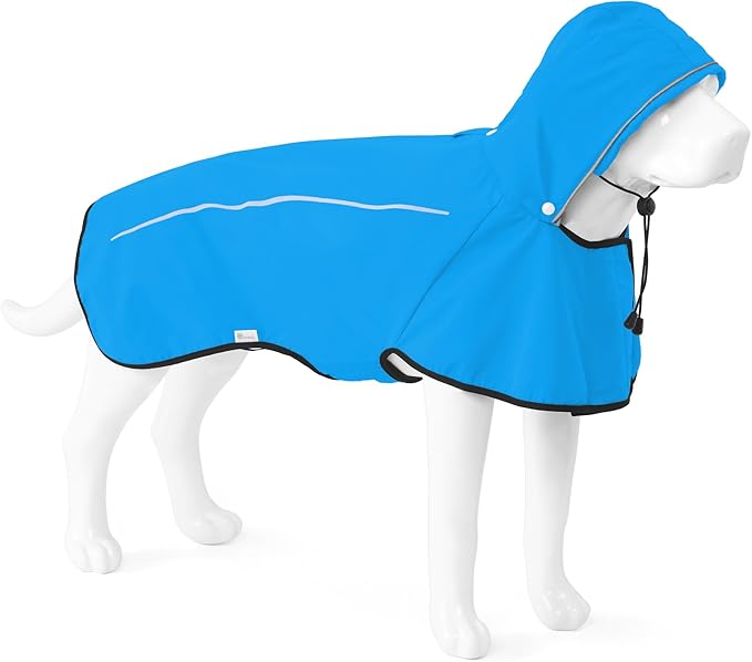 Mile High Life Dog Raincoat, Adjustable Waterproof Pet Rain Jacket, Reflective Hooded Poncho for Small Medium Large Dogs, Lightweight Breathable Pet Rain Coat (Blue,S Chest 18"-22")