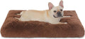 Bedfolks Plush Waterproof Dog Crate Bed, Pad with Removable Cover, Faux Fur, Washable Kennel Bed 29"x21", Solid Brown