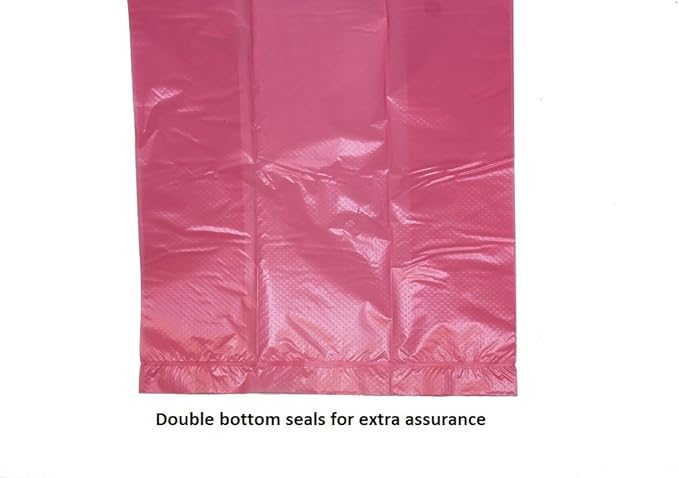 Easy Open & Strong Leak-Proof Poop Bags Dog Waste Bags 13.25 x 9" And 13.25" x 8.50" Made in USA .Bags are easier to tie than standard 12 inch bags (Pink)
