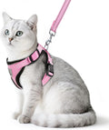 PUPTECK Cat Harness and Leash Set Escape Proof Reflective Cat Walking Harness Adjustable Soft Breathable Mesh Vest for Small Pets, Light Pink, M
