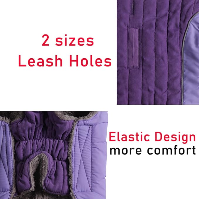Fleece Dog Hoodie for Small Dogs Super Warm Puppy Jacket for Cold Winter Dog Coats,Purple S