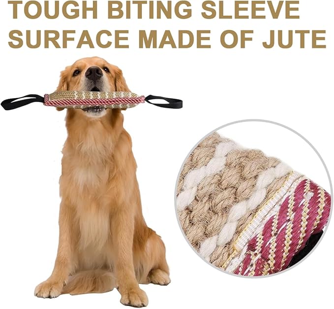 Storystore Dog Tug Toy Dog Training Bite Pillow Jute Bite Toy - Best for Tug of War, Puppy Training Interactive Play - Interactive Toys for Small and Medium Dogs (Striped, 11.8" x 3.15")