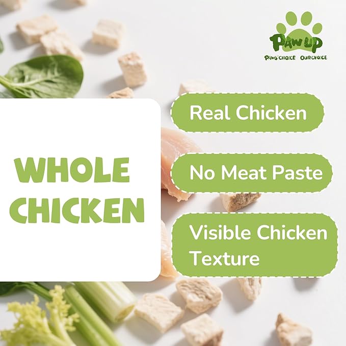 PAWUP Freeze Dried Chicken for Dogs Cats, High Protein Raw Dog Food Topper, Single Fresh Ingredient Treats, 4.6oz, Rawhide Free