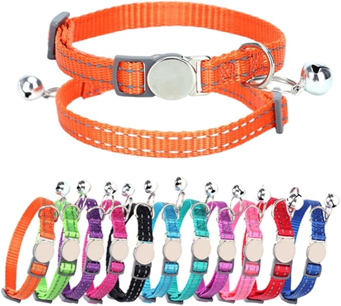 Purple Dog Breakaway Collar with Bell, Soft Nylon Break Away Reflective Cat Collars with Bell for Xs Small Female Puppy Girls Dogs Kitten, Neck 7-11 Inch