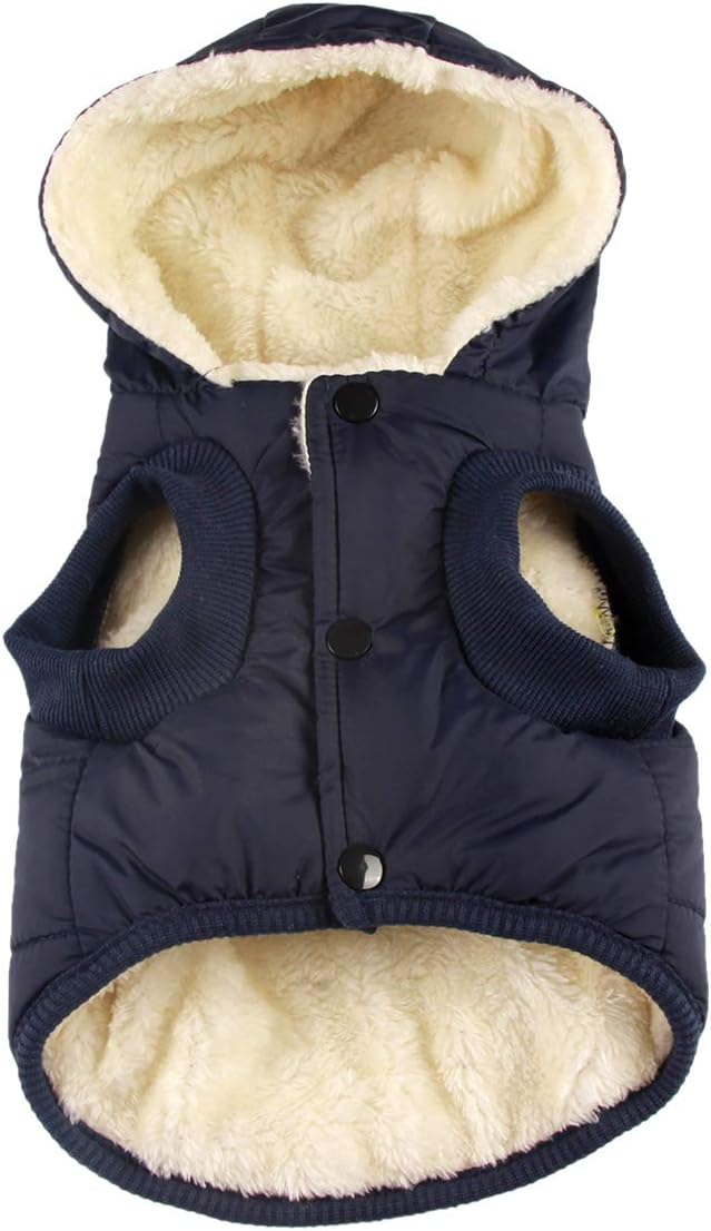 Fleece Lining Extra Warm Dog Hoodie in Winter for Large Dogs Jacket Pet Coats with Hooded,Blue XXXL
