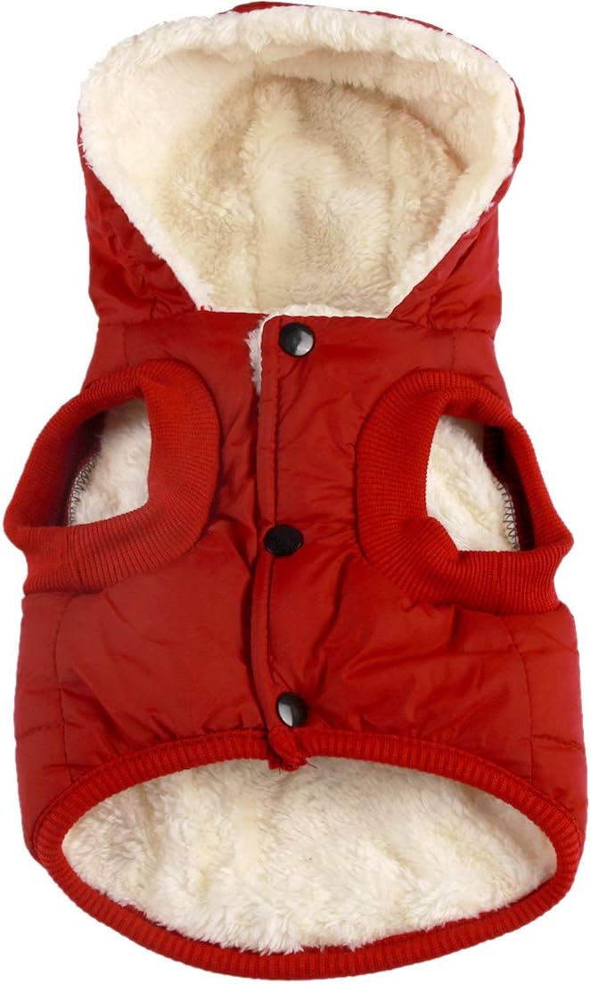 Fleece Lining Extra Warm Dog Hoodie in Winter for Large Dogs Jacket Pet Coats with Hooded,Red XL