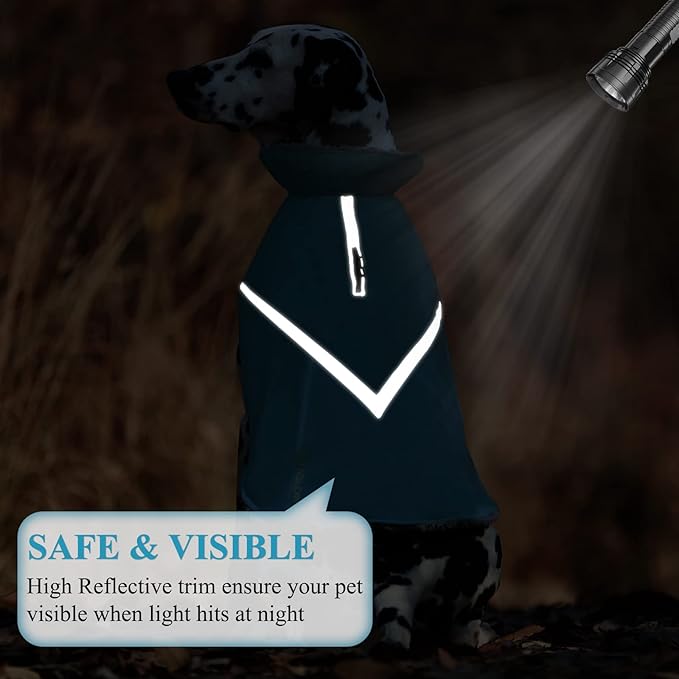 VIVAGLORY Snowrap Dog Coat, Jacket with Harness Hole & Velcro Closure, Dog Coat for Winter & Cold Weather, Fluffy Warm Fleece Lined Reflective Water Resistant for Puppy, XL, Turquoise