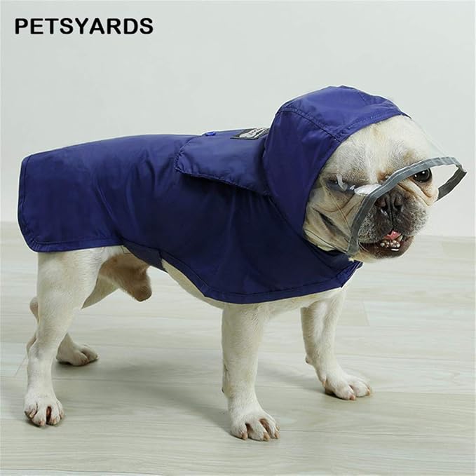 Pet Raincoat Packable Hooded Dog Rain Jacket Reflective Strips Lightweight Adjustable Poncho for Small Medium Large Dogs Blue M