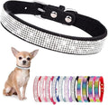 Serijoars Small Dog Collar with Rhinestone Crystal Diamond Colorful Bling Girl Puppy Cat Collars (L, Black)