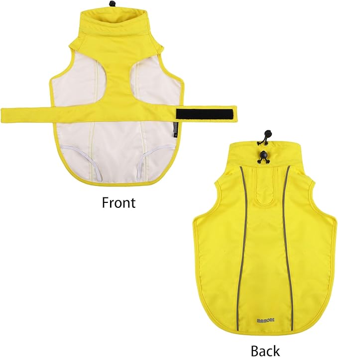 Waterproof Dog Raincoat, Adjustable Lightweight Dog Rain Jacket with Reflective Strip Leash Hole for Small Medium Large Dogs (Yellow, X-Large(37-55lb))