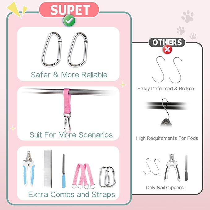 Supet Dog Grooming Hammock, Dog Hanging Harness for Nail Trimming Doorframe, Pet Holder Restraint for Clipping Nails, Pet Hoist Sling for Cutting Nails, Ear & Eye Cleaning, Medicine at Home (M)