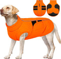 Kuoser Large Dog Coat, Winter Waterproof Dog Jackets for Large Dogs, Reflective Doggie Vest with Leash Hole, Cold Weather Coats Pet Snow Jacket for Labrador Beagle, Orange XXL