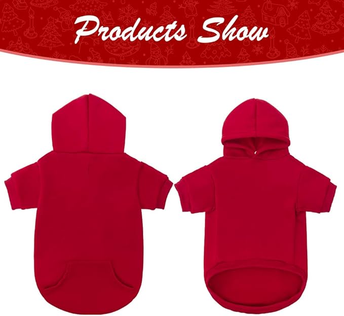 KOOLTAIL Basic Dog Hoodie - Soft and Warm Dog Hoodie Sweater with Leash Hole and Pocket, Dog Winter Coat, Cold Weather Clothes Sweatshirt for Small Medium Large Dogs Puppy Cat Boys Girls Red S