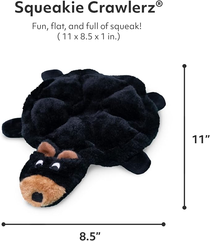 ZippyPaws Squeakie Crawler- No Stuffing Dog Toy to Keep Them Busy, for Small, Medium, & Large Dogs, Squeaky Pet Toy for Boredom, Unstuffed Chew Toy, Soft Plush Puppy Products, Bubba The Bear- 12"