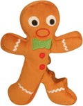 goDog Christmas Gingerbread Man Squeaky Plush Dog Toy, Chew Guard Technology - Brown, Small