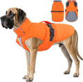 IECOii Warm Dog Jacket - Reflective & Adjustable Winter Vest, Windproof & Waterproof & Warm Fleece Coat for Great Dane, Snow & Rain Walking, Skiing, Orange, Size 5XL