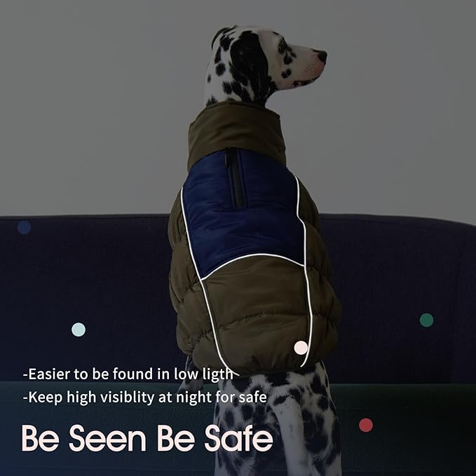 IECOii Dog Coat,Dog Cold Weather Coats for Extra Large Dogs,Thick Fleece Lined Dog Snow Suit Waterproof Dog Puffer Jacket,Large Dog Winter Coat Zippered Pet Snow Jackets Warm Dog Winter Clothes,4XL