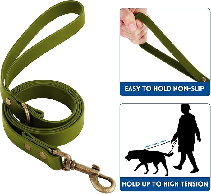 Wisedog Dog Collar and Leash Set, Waterproof Adjustable Puppy Collars with Cute Tag 6FT Dog Leash with Poop Bag for Small Medium Large Dogs (XS, Green)