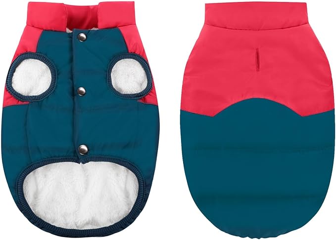 ASENKU Dog Winter Coat - Waterproof Windproof Dog Jacket, Warm Snowproof Doggie Puffer Vest for Cold Weather, Lightweight Snow Coats for Small Medium Large Dogs (Red&Navy, XS)