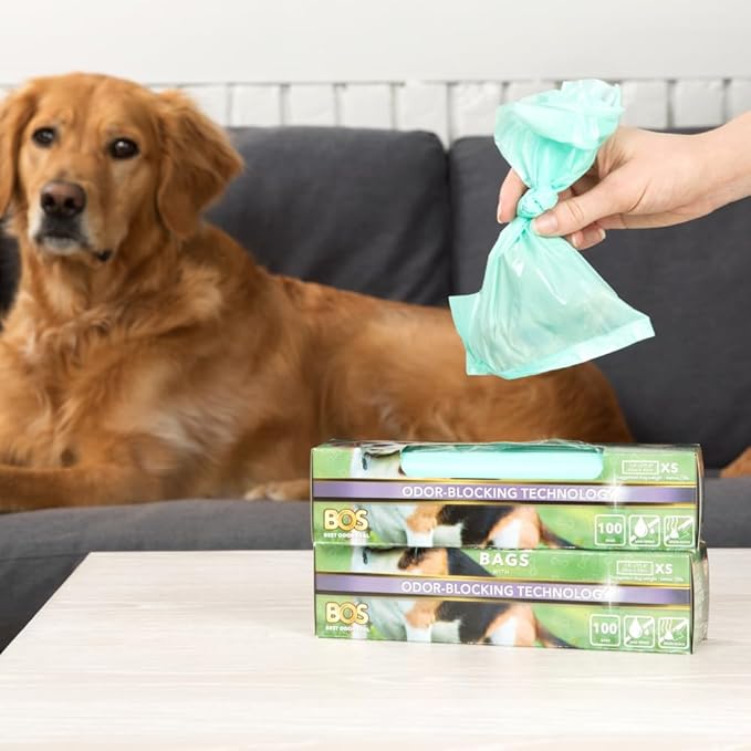 BOS Odor-Sealing Dog Poop Bags for Pet Waste - Disposal Doggy Bags - Scent & Smell Free (100Bags) [Size: XS, Color: Light Mint Green] (Pack of 1)