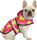 HDE Dog Raincoat Jacket Reflective Adjustable Hooded Pet Poncho Rain Coat with Leash Hole for Small to X-Large Dogs Pink Ducks - M