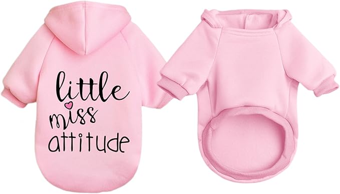 Cat Hoodies for Cats Puppy Pet Clothes Cat Apparel Little Miss Attitude Print Dog Hoodie for Small Medium Dogs Outfits for Kittens(Pink,XL)