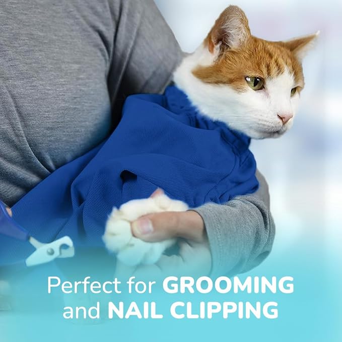 Cat-in-the-Bag Cozy Comfort Carrier - X-Large Cobalt Blue Cat Carrier Soft for Grooming, Vet Visits, Medication Administration, Dental Care, Nail Trimming, and Car Travel