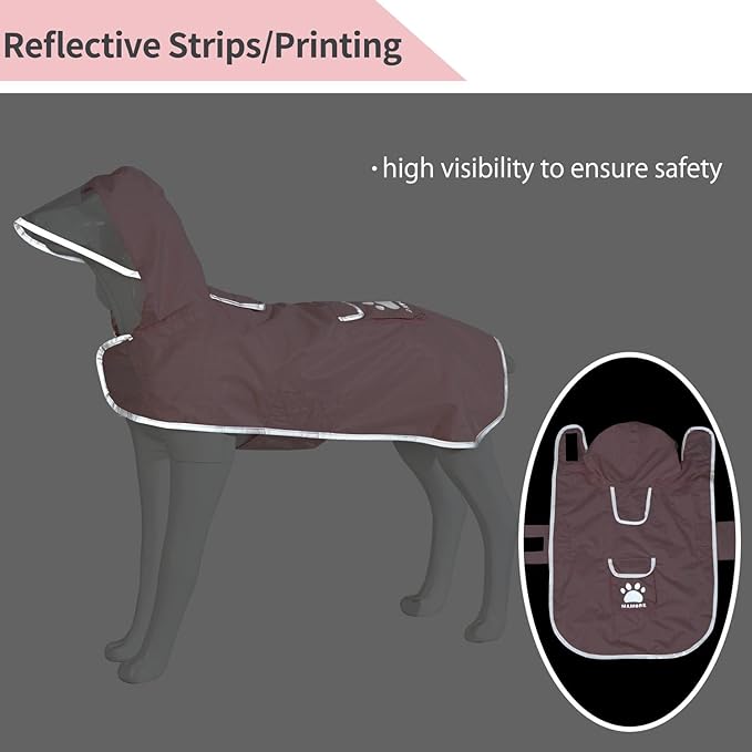 MAMORE Dog Raincoat Reversible,Waterproof Dog Rain Coat Hooded Slicker Poncho with Reflective Strip, Plaid Double Layer Rain Jacket for Small Medium Large Dogs (Pink, Small)