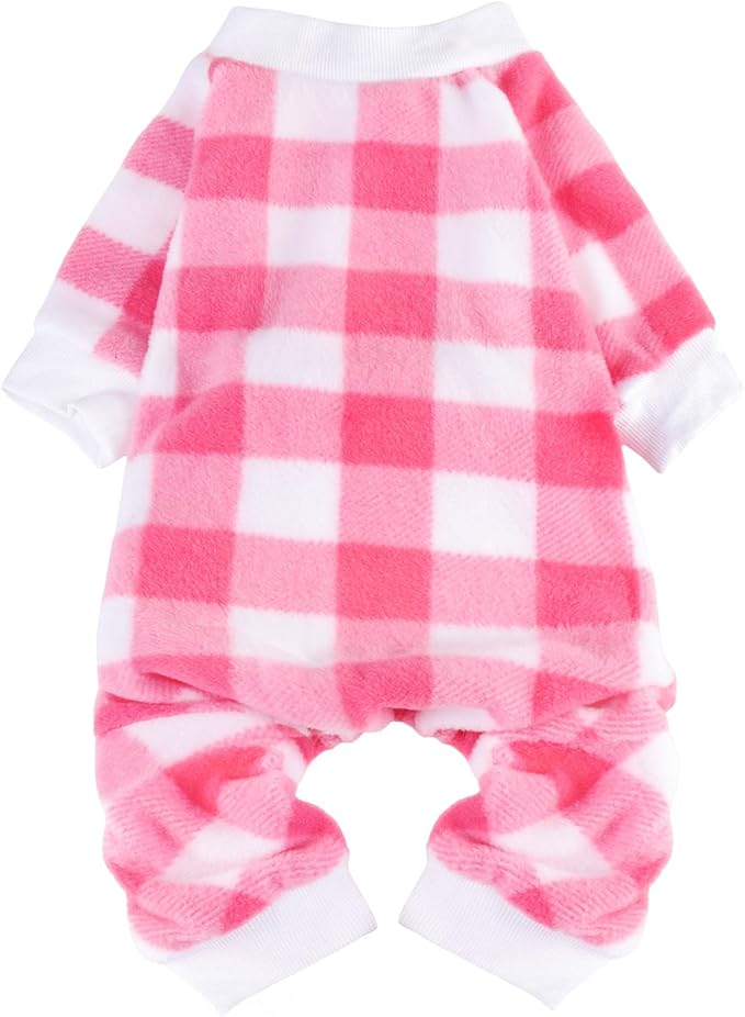 SCENEREAL Dog Pajamas for Medium Dogs Girl - Soft Warm Pet Sweater Clothes, Pink Puppy Onesie Outfits for Doggie Winter Christmas Thanksgiving - Dog Jammies Pjs