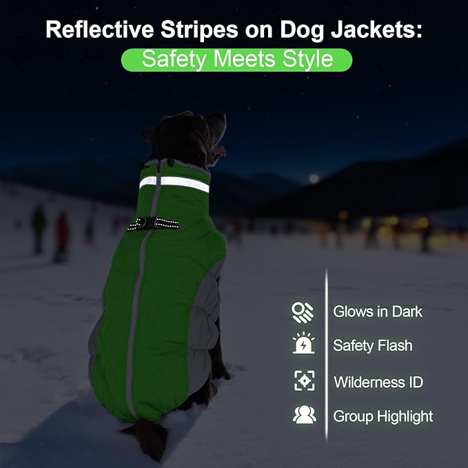 Warm Dog Coats for Large Dogs, Waterproof Dog Jacket with Harness Built in, Zipper Clousure, Fleece Lining, Turtleneck, for Cold Weather, Pet Snowsuit for Border Collie, Golden Retriever- XXL