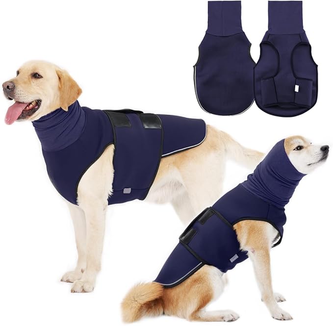 Dog Anxiety Vest,Pet Calming Hoodie Breathable Dog Anti-Anxiety Jacket for Thunder Fireworks and Separation,Blue S