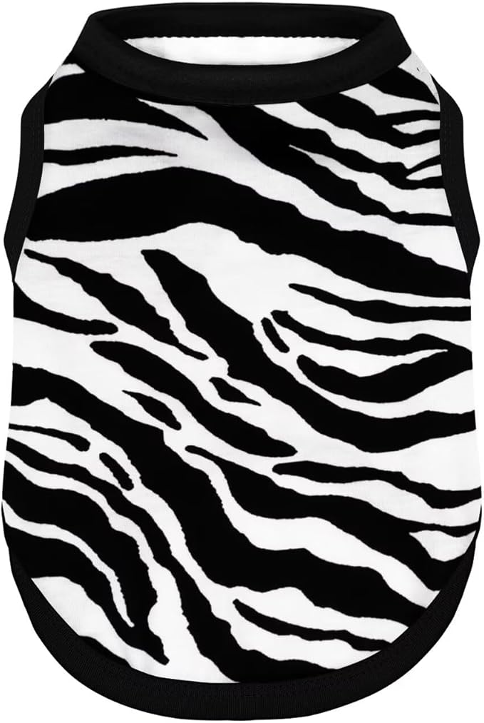 Adorable Zebra Print Dog Shirts – Lightweight, Cozy Outfit for Small to Medium Dogs, Soft & Snuggly Pet Wear for Everyday Comfort and Cuteness.Black XS