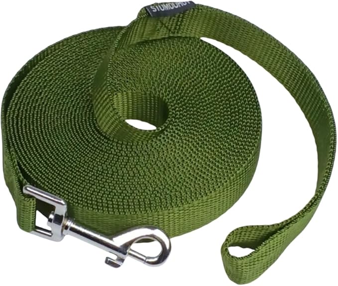Dog/Puppy Obedience Recall Training Agility Lead - 15ft 20ft 30ft 40ft 50ft Training Leash - Great for Play, Camping, or Backyard (Military Green, 20 Feet)