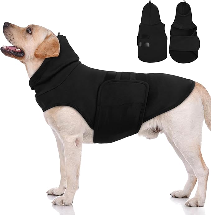 X-Large Dog Calming Shirt Adjustable with Chest,Sleeveless Lightweight for Walking | Separation Anxiety Vest for Fear of The Environment,Soft Breathable for All-Seasons(Black)
