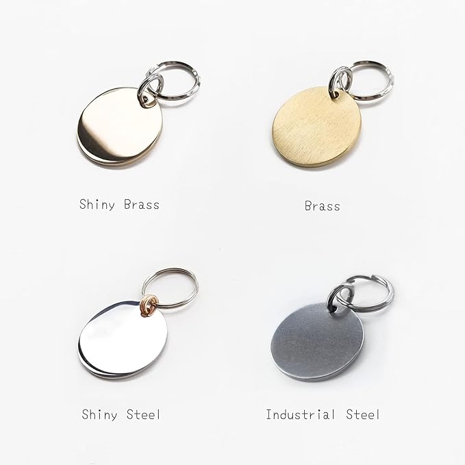 HM001 Cats Dogs ID Tags Personalized Lovely Symbols Pets Collar Name Accessories Custom Engraved Supplies for Four Legged Child Necklace Chain Anti-Lost Metal Simple Charm (Shiny Brass, Small 0.94")