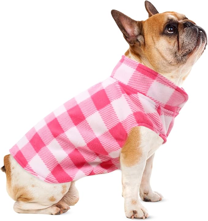 Kama Bridal 3 Pack Dog Coat - Spring, Autumn, Winter - Fleece Vest for Cats & Small/Medium Dogs - Red, Pink, Purple Plaid (L)